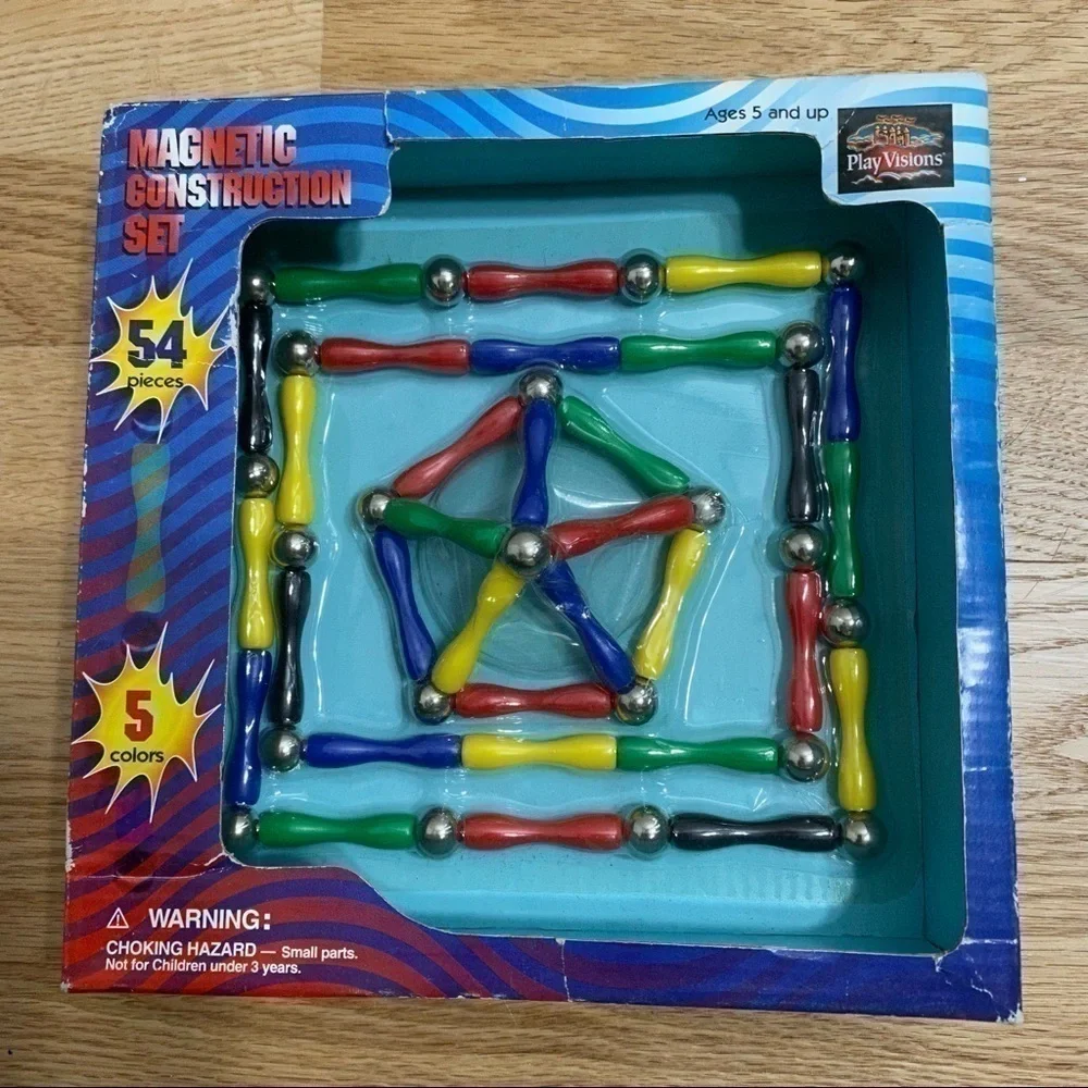 Magnetic Construction Set Toy NWT 54 Pieces Colorful Building Imagination